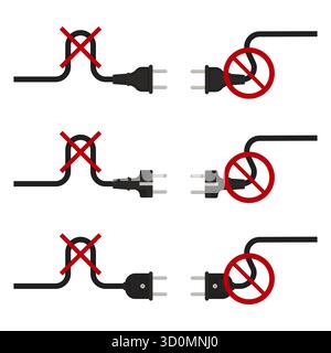 Do not bend electrical cord vector isolated on white Stock Vector