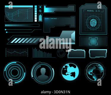 Futuristic UI Elements Gradient Macrovector Set Stock Vector