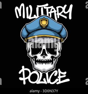 Skull Police Urban Streetwear Art Stock Vector