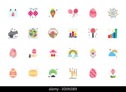 Precision-engineered 24 Flat vector icons for Colorful, designed at 128x128 Pixel Optimized resolution for exceptional clarity and scalability. Stock Vector