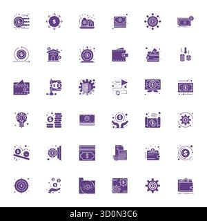 This collection features 36 Filled PIXEL Perfect vector icons tailored to the Cashflow theme, optimized in Retina Ready format for digital design. Stock Vector