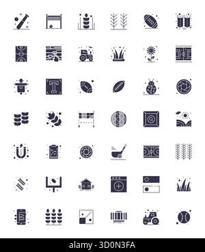 Meticulously crafted 42 Filled vector icons for Field, delivered in 128x128 Editable quality for uncompromising design standards. Stock Vector