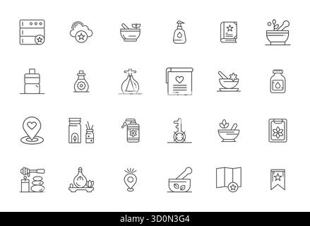 Collection of 24 Bold Line Pixel Optimized vector icons for Essential, designed in 64x64 format for clarity and versatility. Stock Vector
