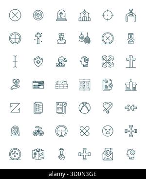 Exclusive collection of 42 Bold Line vector icons for Cross, developed with 256x256 Editable resolution for premium brand experiences. Stock Vector