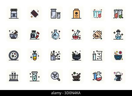 Premium collection of 24 LineFilled vector icons for Pharmaceutical, meticulously crafted in High Resolution Detail Enhanced resolution for superior v Stock Vector