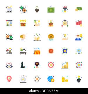 Artfully designed 36 Flat Grid Fitted vector icons for Earnings, delivered in High Resolution format for consistent visual excellence. Stock Vector
