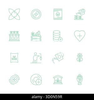 High-performance collection of 16 Thin Line vector icons for Grow, engineered with High Resolution Display Perfect resolution for optimal user interfa Stock Vector