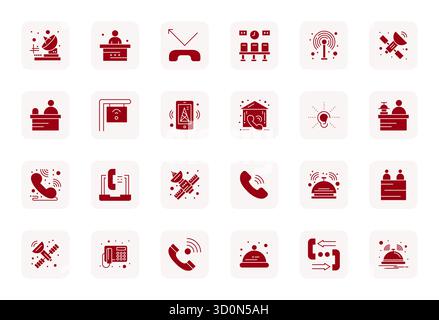 Intelligently designed 24 Pixel Optimized vector icons inspired by Reception, created in Filled format at 256x256 for smart and efficient design workf Stock Vector