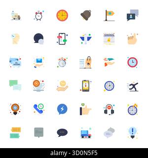 This set of 36 Flat vector icons captures Prompt themes in 256x256 Detail Enhanced quality, perfect for tech and business applications. Stock Vector