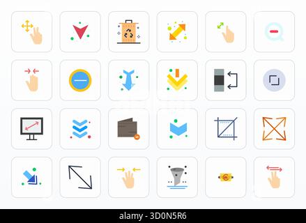 Advanced collection of 24 Display Perfect vector icons inspired by Reduce, crafted in Flat with 256x256 optimization for superior visual performance. Stock Vector