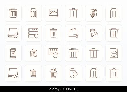 Expertly designed 24 Bold Line PIXEL Perfect vector icons for Remove Data, engineered at 64x64 resolution for flawless integration and performance. Stock Vector