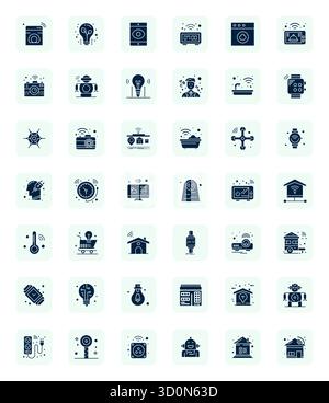 This Smart vector icon pack includes 42 Filled designs in 128x128 Pixel Aligned format, perfect for enhancing digital interfaces. Stock Vector