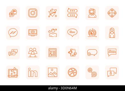 Beautifully rendered 24 Regular Bold Outline Pixel Aligned vector icons for Social Media, created at Retina Ready resolution for stunning visual consi Stock Vector
