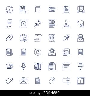 Curated pack of 36 High Resolution vector icons in Bold Line design, centered around Paperclip concepts with Editable clarity. Stock Vector