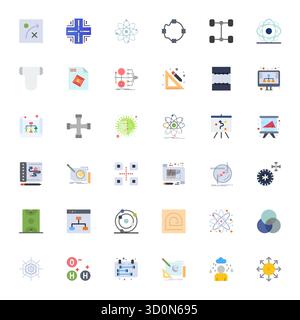 Collection of 36 Flat Editable vector icons for Diagram, designed in 128x128 format for clarity and versatility. Stock Vector