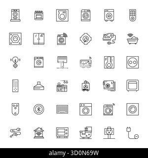 Complete package of 36 vector icons themed around Appliance, showcasing Bold Line design in 64x64 PIXEL Perfect quality for modern interfaces. Stock Vector