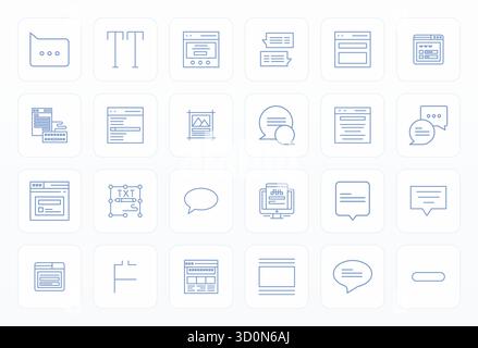 Collection of 24 Bold Line Pixel Optimized vector icons for Text Box, designed in Retina Ready format for clarity and versatility. Stock Vector