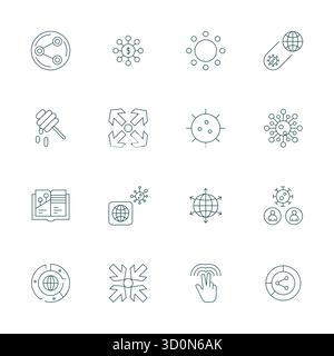 Innovative pack of 16 vector icons themed around Spread, showcasing Thin Line design in Retina Ready Display Perfect format for modern digital solutio Stock Vector