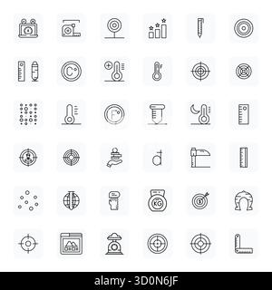 A clean collection of 36 Regular Bold Outline vector icons representing Metric, designed in High Resolution Detail Enhanced format for modern dashboar Stock Vector