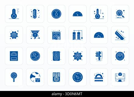 Exceptional collection of 24 Glyph vector icons for Gauge, delivered in 128x128 Pixel Aligned resolution for unparalleled visual excellence and usabil Stock Vector