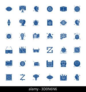 A clean collection of 36 Filled vector icons representing Perspective, designed in 256x256 Grid Fitted format for modern dashboards and interfaces. Stock Vector