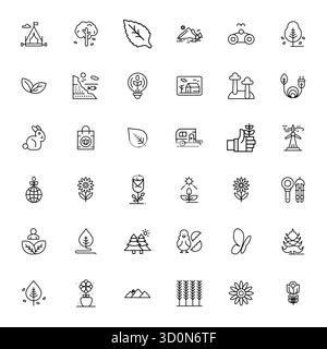 Thoughtfully designed 36 vector icons themed around Nature, crafted in Bold Line with 256x256 Pixel Aligned precision for contemporary design needs. Stock Vector