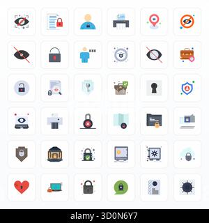 Thoughtfully designed 36 vector icons themed around Confidential, crafted in Flat with Retina Ready Editable precision for contemporary design needs. Stock Vector