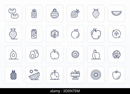 Explore 24 Bold Line Grid Fitted vector icons in Retina Ready resolution inspired by Vegan. Perfect for web and app interfaces. Stock Vector