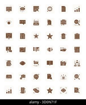 Professionally designed 42 vector icons in Filled, capturing the essence of Review with 128x128 Display Perfect precision for UI design. Stock Vector