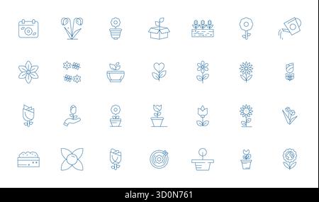Artfully designed 28 Thin Line Detail Enhanced vector icons for Blossom, delivered in 256x256 format for consistent visual excellence. Stock Vector