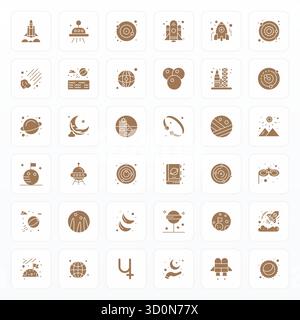 Perfectly balanced 36 Glyph Editable vector icons for Cosmos, sized at Retina Ready for harmonious integration in digital design projects. Stock Vector