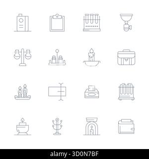 Transform your designs with 16 Thin Line vector icons themed around Holder, engineered in 64x64 Pixel Aligned resolution for maximum clarity. Stock Vector