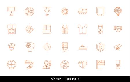 This Military vector icon pack includes 28 Thin Line designs in 64x64 PIXEL Perfect format, perfect for enhancing digital interfaces. Stock Vector