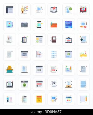 Industry-leading pack of 42 Flat Display Perfect vector icons for Form, sized at 256x256 for optimal rendering and user interface excellence. Stock Vector