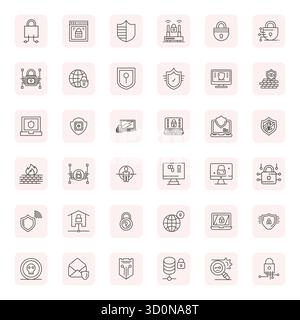 Professionally designed 36 vector icons in Regular Bold Outline, capturing the essence of Firewall with 128x128 PIXEL Perfect precision for UI design. Stock Vector