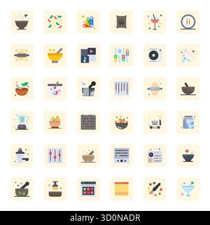 Masterfully created 36 vector icons representing Mix in Flat design, featuring High Resolution Grid Fitted resolution for exceptional visual quality. Stock Vector