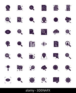 Exclusive collection of 42 Filled vector icons for Locate, developed with Retina Ready Display Perfect resolution for premium brand experiences. Stock Vector
