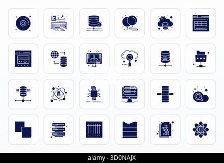 Beautifully rendered 24 Glyph Editable vector icons for Information System, created at High Resolution resolution for stunning visual consistency acro Stock Vector