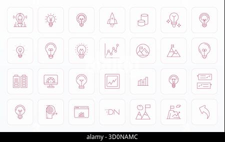 Innovative pack of 28 vector icons themed around Progress Indicator, showcasing Thin Line design in 64x64 Detail Enhanced format for modern digital so Stock Vector