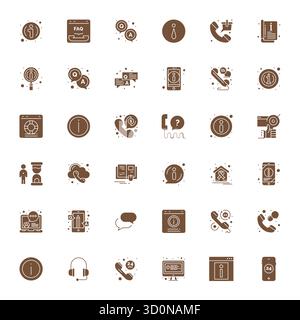 High-performance collection of 36 Filled vector icons for Support Center, engineered with 64x64 Pixel Aligned resolution for optimal user interface de Stock Vector