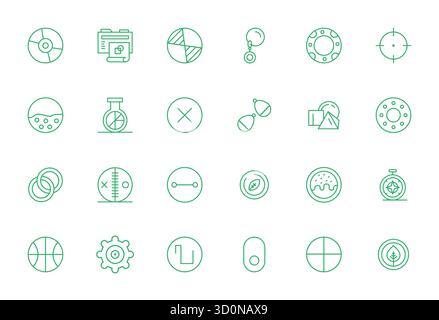 Intelligently designed 24 Grid Fitted vector icons inspired by Circle, created in Bold Line format at 64x64 for smart and efficient design workflows. Stock Vector