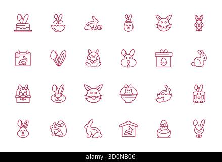 State-of-the-art bundle featuring 24 Detail Enhanced vector icons inspired by Bunny, created in Bold Line format at Retina Ready for next-generation i Stock Vector