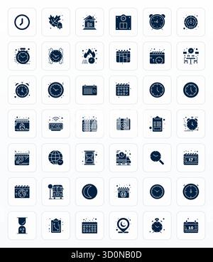 Meticulously crafted 42 Glyph vector icons for Schedule, delivered in 64x64 PIXEL Perfect quality for uncompromising design standards. Stock Vector