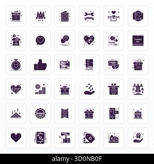 Sophisticated bundle of 36 Glyph vector icons for Appreciation, engineered with 256x256 Display Perfect clarity for professional applications. Stock Vector