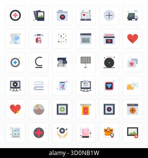 Curated pack of 36 64x64 vector icons in Flat design, centered around Collection concepts with PIXEL Perfect clarity. Stock Vector