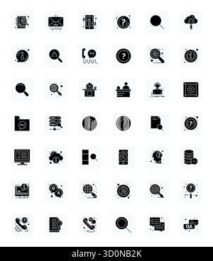 Comprehensive bundle featuring 42 vector icons in Filled design for Query, delivered in crisp 64x64 Pixel Aligned quality. Stock Vector