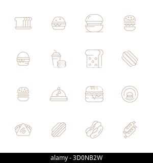 Distinctive pack of 16 PIXEL Perfect vector icons inspired by Sandwich, crafted in Thin Line format at High Resolution for memorable brand experiences Stock Vector