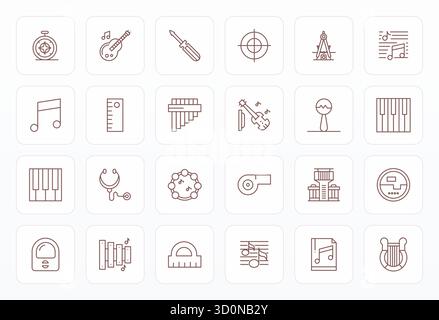 This collection features 24 Bold Line Pixel Optimized vector icons tailored to the Instrument theme, optimized in 64x64 format for digital design. Stock Vector