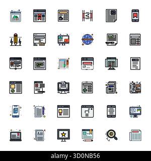 Advanced collection of 36 Display Perfect vector icons inspired by Article, crafted in Line Filled with High Resolution optimization for superior visu Stock Vector