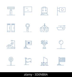 Meticulously crafted 16 Thin Line vector icons for Pole, delivered in 64x64 Pixel Optimized quality for uncompromising design standards. Stock Vector